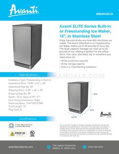 Avanti IME49U3SIS Spec Sheet
