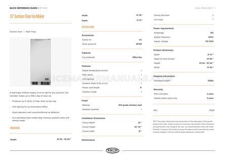 DCS RF15IR2 Quick Reference Guide