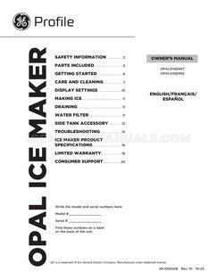 GE OPAL01GENKT Owner's Manual