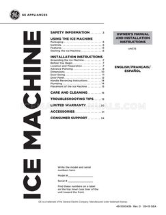 GE UNC15NJII Owner's Manual and Installation Instructions