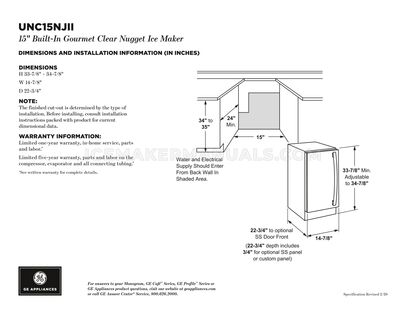 GE UNC15NJII Quick Specs