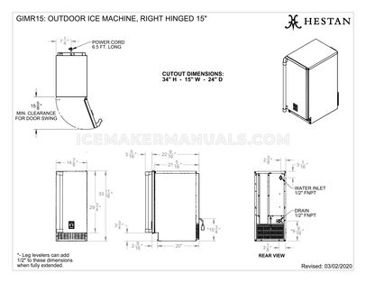 Hestan GIMR15 Dimensions