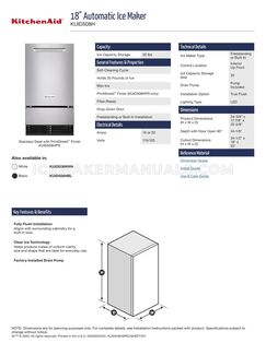 KitchenAid KUID508HPS Specification Sheet