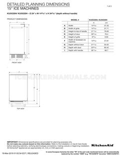 KitchenAid KUIX335HPS Dimension Guide