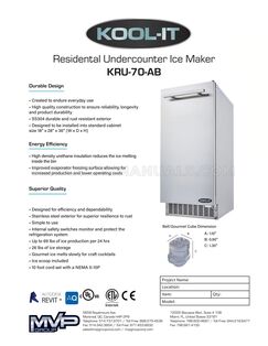 Kool-It KRU70AB Spec Sheet