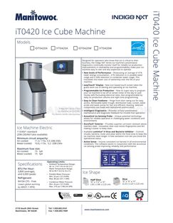 Manitowoc IDT0420W Specifications Sheet