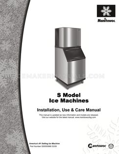Manitowoc SY0454A Installation, Use & Care Manual