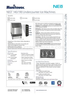Manitowoc URF0140A Specifications Sheet
