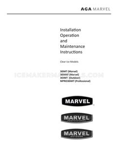 Marvel 30IMTBSFR Clear Ice Machine Installation Operation and Maintenance Instructions
