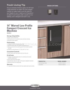 Marvel MACR214SS01B Spec Sheet