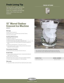 Marvel MOCR215SS01B Spec Sheet