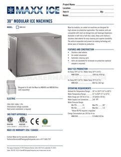 Maxx Ice MIM1000 Specifications Sheet