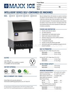 Maxx Ice MIM200N Specifications Sheet