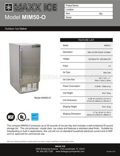 Maxx Ice MIM50-O Spec Sheet