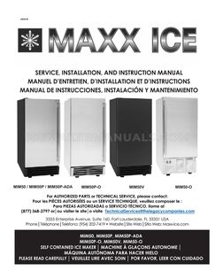 Maxx Ice MIM50 Service, Installation, and Instruction Manual