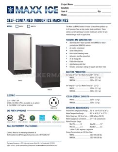 Maxx Ice MIM50 Specifications Sheet