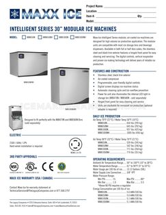 Maxx Ice MIM650NH Specifications Sheet