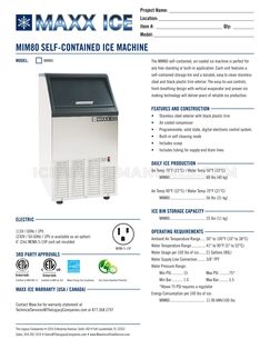 Maxx Ice MIM80 Specifications Sheet