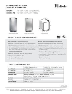 Perlick H80CIMSL Spec Sheet