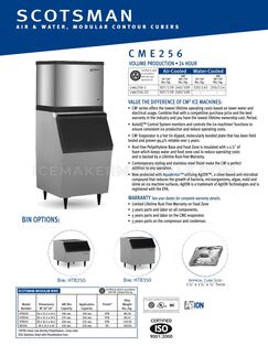 Scotsman CME256AS-32F Specification Sheet