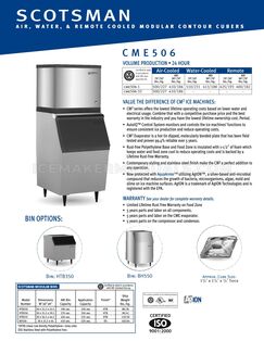 Scotsman CME506WS-1F Specification Sheet