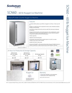Scotsman SCN60GA-1SS Specifications Sheet