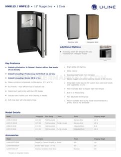 U-Line UHNB115IS01B Spec Sheet