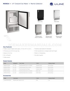 U-Line UMCR014WC01A Spec Sheet
