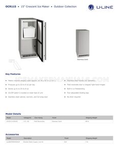 U-Line UOCR115SS01B Spec Sheet