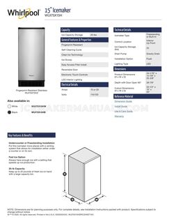 Whirlpool WUI75X15HW Spec Sheet